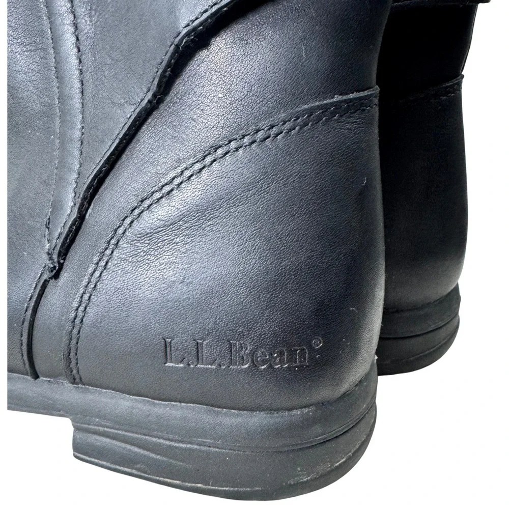 L.L. Bean‎ Ankle Boots Womens 7 Black Leather Side Zip Low Heel 0BPG504 Classic